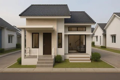 Model Rumah Sederhana 6x12 Dengan 3 Kamar dan Teras Depan