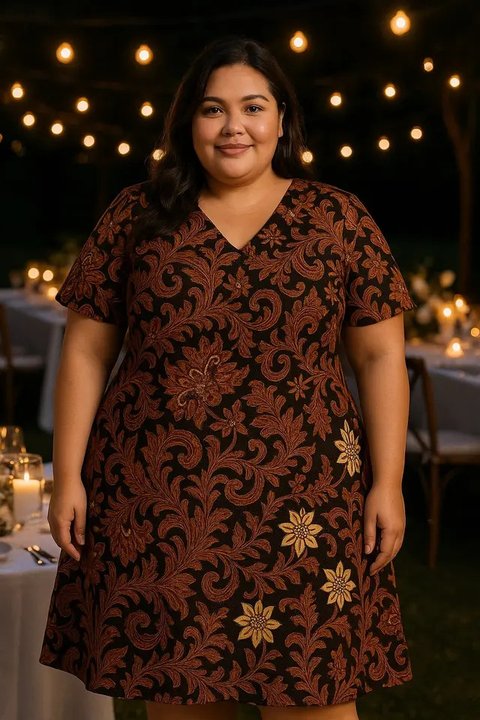 12 Model Batik Wanita Gemuk yang Modis 2025, Nyaman dan Percaya Diri Sepanjang Hari (sumber:AI)