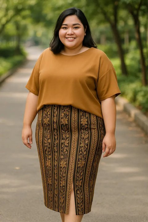 12 Model Batik Wanita Gemuk yang Modis 2025, Nyaman dan Percaya Diri Sepanjang Hari (sumber:AI)