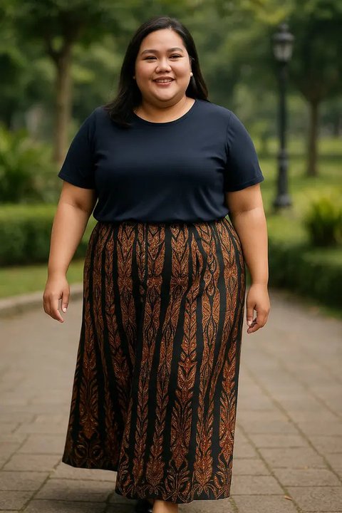 12 Model Batik Wanita Gemuk yang Modis 2025, Nyaman dan Percaya Diri Sepanjang Hari (sumber:AI)