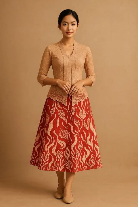 Dress Kebaya Rok Batik A-Line Tema Hari Kemerdekaan (created by AI)