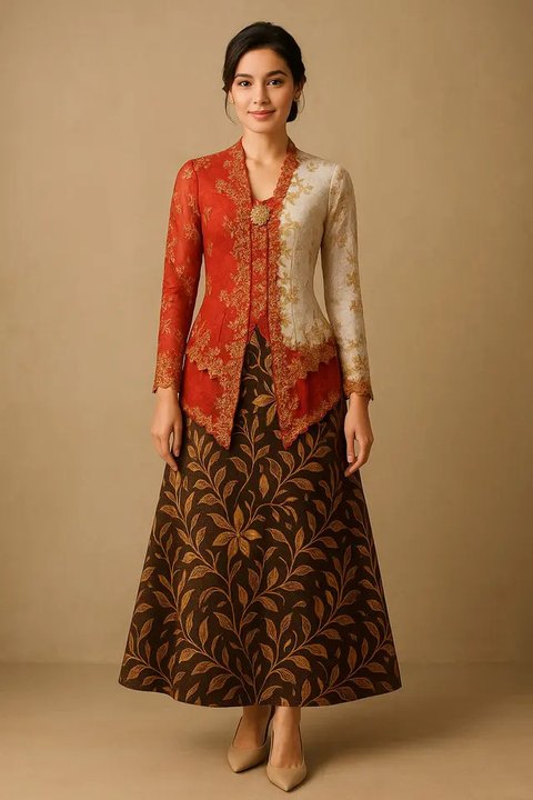 Dress Kebaya Rok Batik A-Line Tema Hari Kemerdekaan (created by AI)
