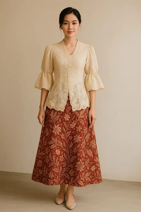 Dress Kebaya Rok Batik A-Line Tema Hari Kemerdekaan (created by AI)