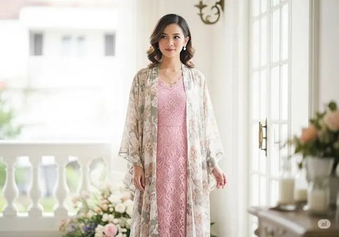 Outer Batik Brokat Model Kimono/Batik Kombinasi Brokat Lengan Bishop Elegan (Sumber: gemini.com)