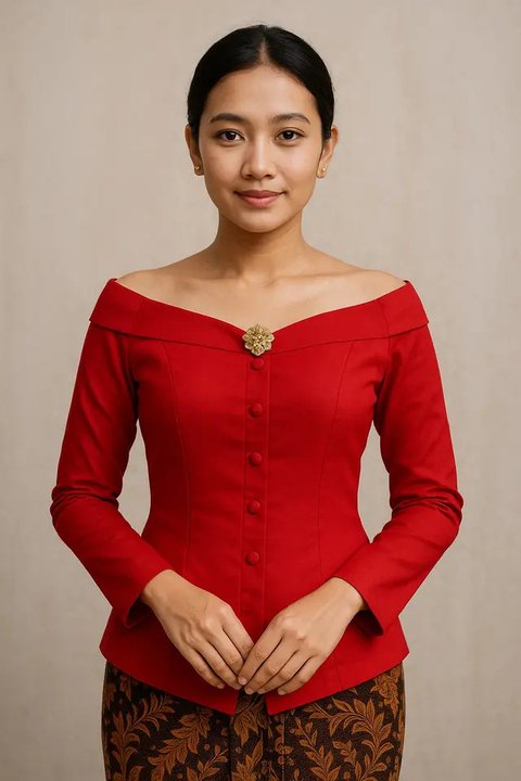 Inspirasi 7 model kebaya sabrina kancing depan terbaru untuk tampil anggun di perayaan HUT RI ke-80