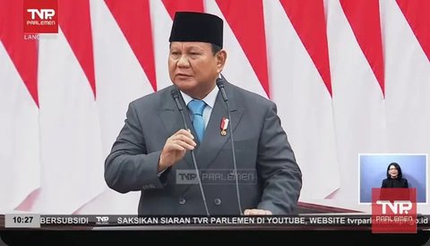 Presiden Prabowo Subianto dalam pidato kenegaraan dalam rangka penyampaian pengantar/keterangan atas RUU tentang APBN tahun Anggaran 2026 beserta nota keuangan dan dokumen pendukungnya di ged