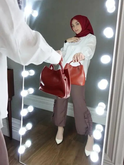 Outfit Merah Putih Hijab Artis (IG/@citraciki)