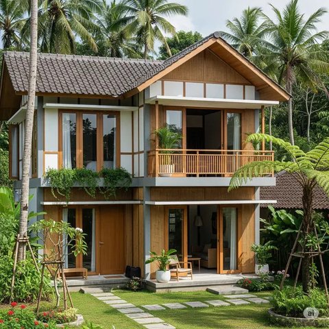 Desain Rumah Sederhana 2 Lantai di Desa. Foto: Gemini