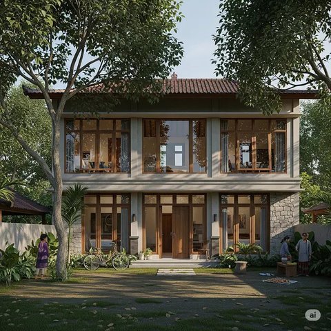 Desain Rumah Sederhana 2 Lantai di Desa. Foto: Gemini