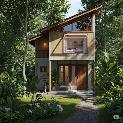 Desain Rumah Sederhana 2 Lantai di Desa. Foto: Gemini