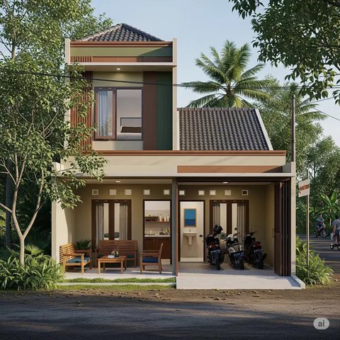 Desain Rumah Sederhana 2 Lantai di Desa. Foto: Gemini