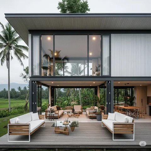 Desain Rumah Kayu Sederhana. Foto: Gemini