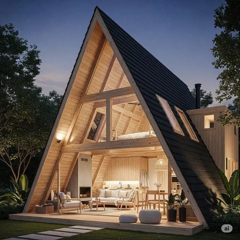 Desain Rumah Kayu Sederhana. Foto: Gemini