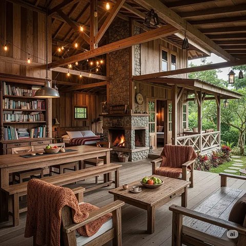Desain Rumah Kayu Sederhana. Foto: Gemini