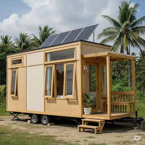 Desain Rumah Kayu Sederhana. Foto: Gemini