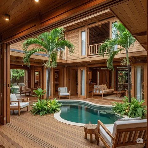 Desain Rumah Kayu Sederhana. Foto: Gemini