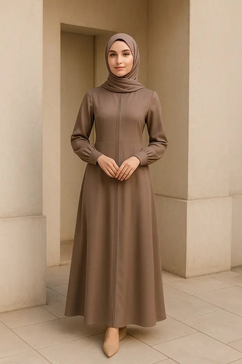 Model Dress Resleting Depan Elegan (created by AI)