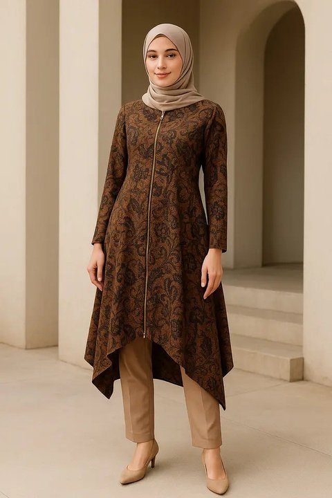 Model Dress Resleting Depan Elegan (created by AI)