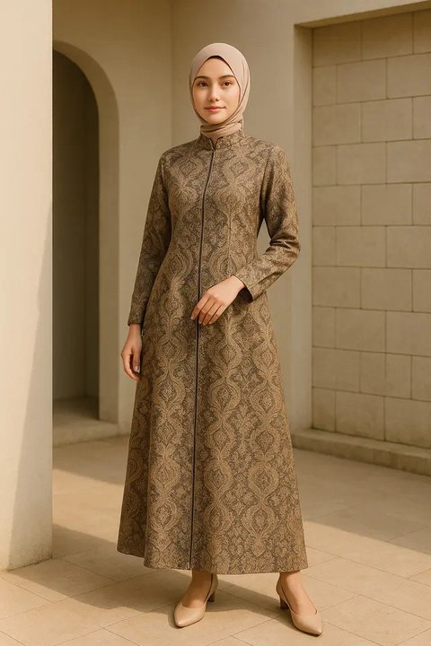 Model Dress Resleting Depan Elegan (created by AI)