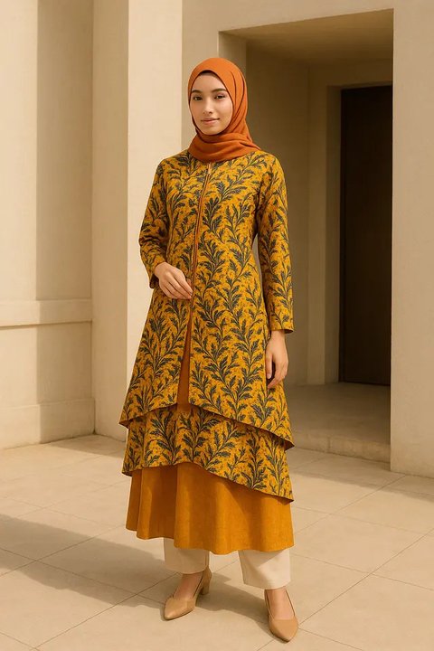 Model Dress Resleting Depan Elegan (created by AI)