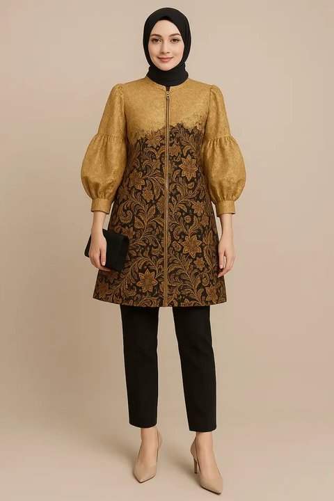 Batik Lengan Balon Potongan 3/4 Elegan untuk Acara Formal. Foto: Gemini