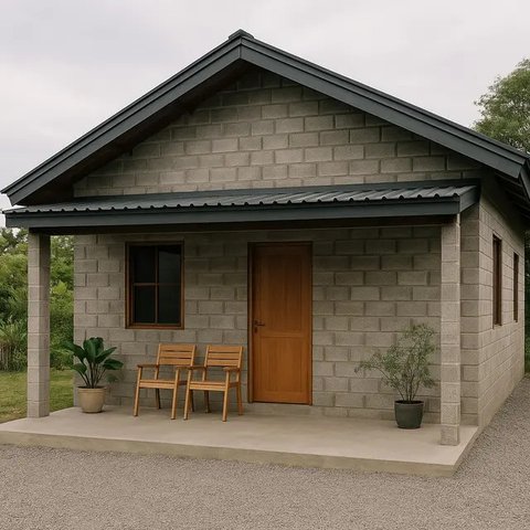 Model Rumah Sederhana Minimalis dari Batako Tanpa Plester 1 Lantai/AI