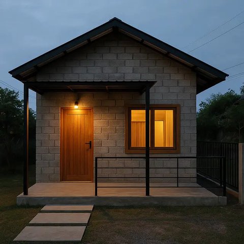 Model Rumah Sederhana Minimalis dari Batako Tanpa Plester 1 Lantai/AI