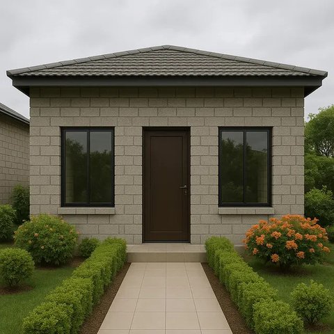 Model Rumah Sederhana Minimalis dari Batako Tanpa Plester 1 Lantai/AI