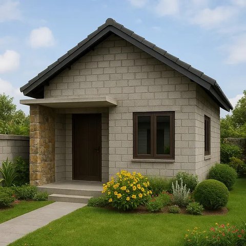 Model Rumah Sederhana Minimalis dari Batako Tanpa Plester 1 Lantai/AI