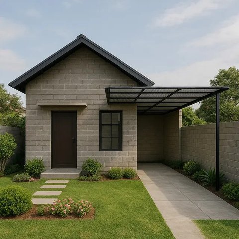 Model Rumah Sederhana Minimalis dari Batako Tanpa Plester 1 Lantai/AI