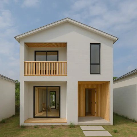 Model Rumah Bambu dan Batako Dua Lantai (Foto: ChatGPT)