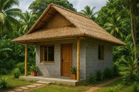7 Model Rumah Kecil tapi Cantik dari Batako dan Bambu, Natural dan Terjangkau di 2025 (sumber:AI)