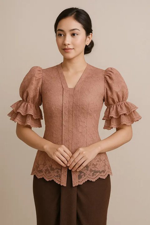 Batik Dress Lengan Balon 3/4/Batik Lengan Balon Potongan 3/4 Elegan (Sumber: gemini.com)