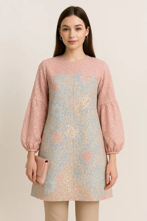 Batik Dress Lengan Balon 3/4/Batik Lengan Balon Potongan 3/4 Elegan (Sumber: gemini.com)