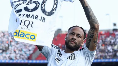 Neymar pada pertandingan Santos vs Vasco D Gama di Estadio Urbano Caldeira, Sao Paulo, Senin (18-8-2025) WIB. (Dok. X @SantosFC)