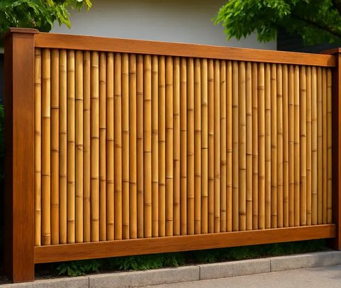 7 Model Pagar Kombinasi Bambu dan Kayu yang Cantik, Natural dan Tahan Lama (sumber:AI)