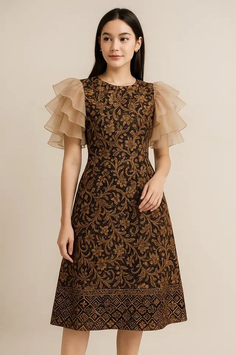 Model Dress Batik Kombinasi Lengan Organza/AI
