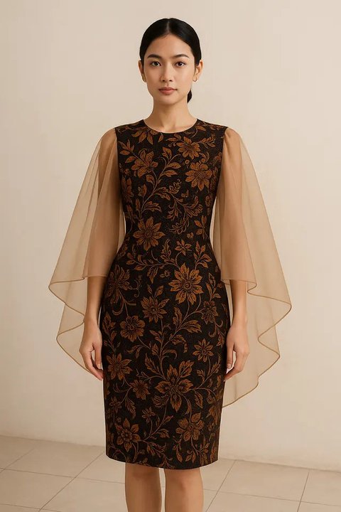 Model Dress Batik Kombinasi Lengan Organza/AI