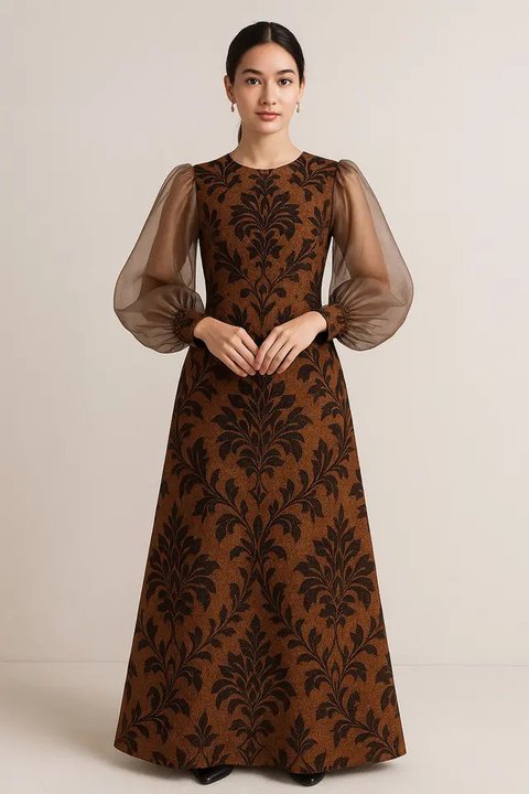 Model Dress Batik Kombinasi Lengan Organza/AI