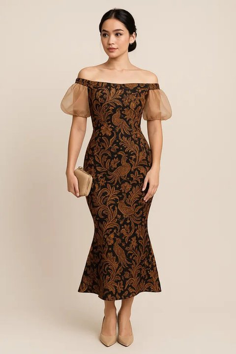Model Dress Batik Kombinasi Lengan Organza/AI