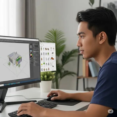 Bikin Desain Rumah Sederhana 3D Warehouse. Foto: Gemini