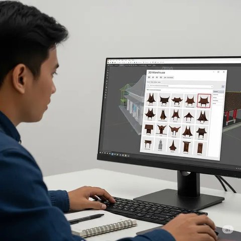 Bikin Desain Rumah Sederhana 3D Warehouse. Foto: Gemini