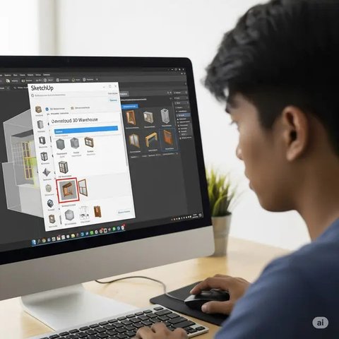 Bikin Desain Rumah Sederhana 3D Warehouse. Foto: Gemini