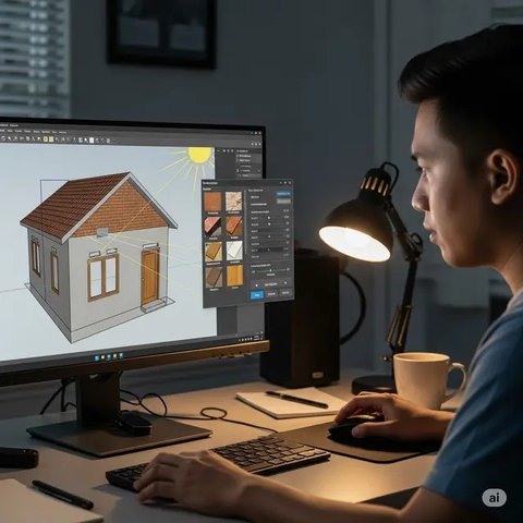 Bikin Desain Rumah Sederhana 3D Warehouse. Foto: Gemini