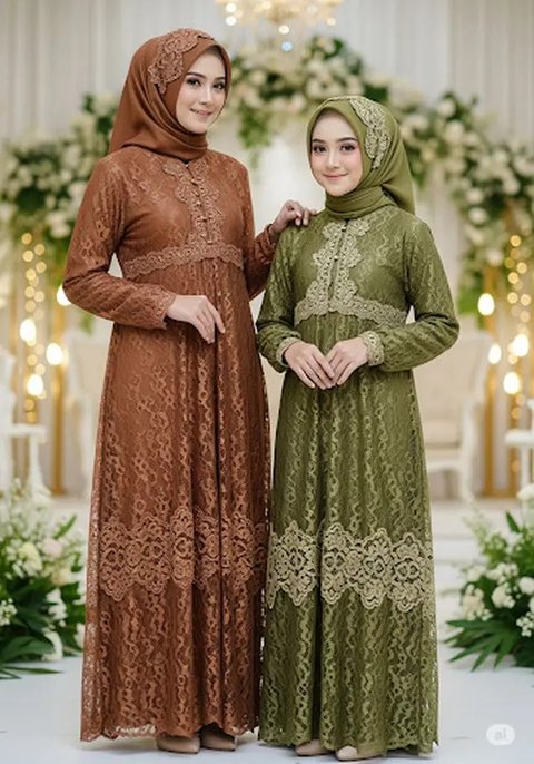 Baju Brokat Anak Kembaran dengan Ibu untuk Pesta (Sumber: gemini.com)