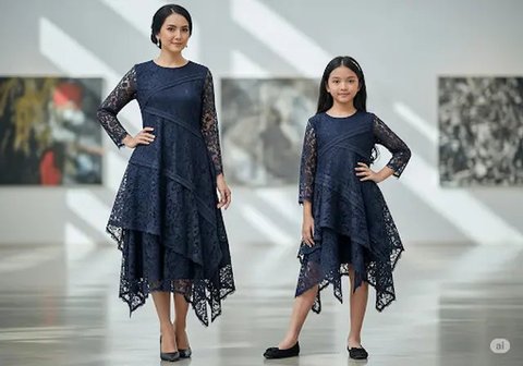 Baju Brokat Anak Kembaran dengan Ibu untuk Pesta (Sumber: gemini.com)