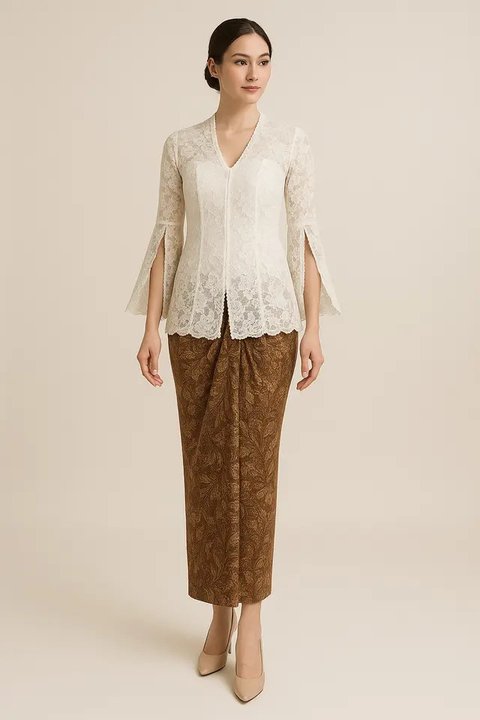 Model Kebaya Brokat Lengan Lonceng Belah/AI