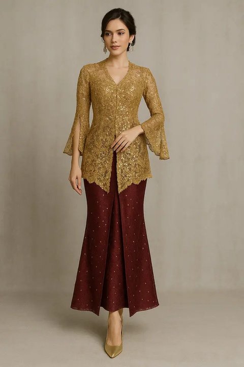 Model Kebaya Brokat Lengan Lonceng Belah/AI
