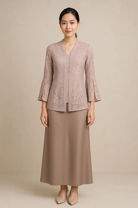 Model Kebaya Brokat Lengan Lonceng Belah/AI