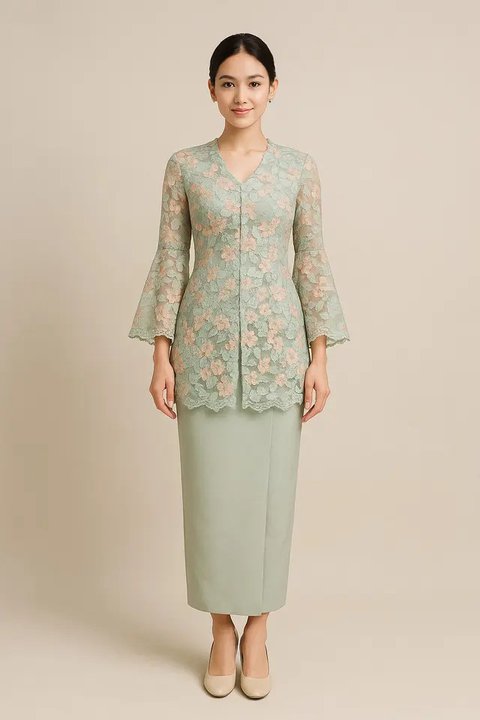 Model Kebaya Brokat Lengan Lonceng Belah/AI